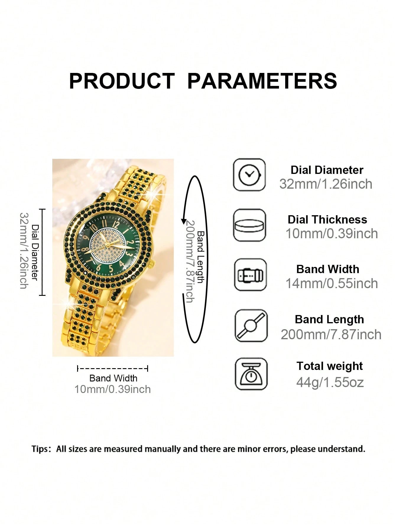 Ladies' Watch 7-Piece Set Is Magnificent and Fashionable. It Features a Full Diamond round Dial, a Full Diamond Case and Strap. It Is a Luxurious Quartz Watch and a Pendant Necklace, Earrings, Ring and Bracelet Jewelry Set Suitable for Daily Wear, Back-To-School Season, Graduation Season, Thanksgiving, Couples, the Best Gifts Watch Box Not Included