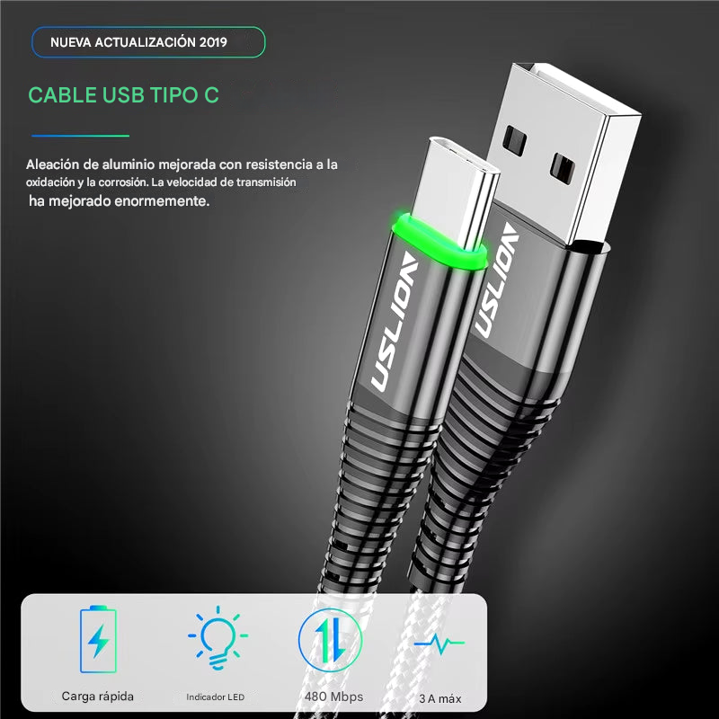 USB Type C Cable Fast Charge LED