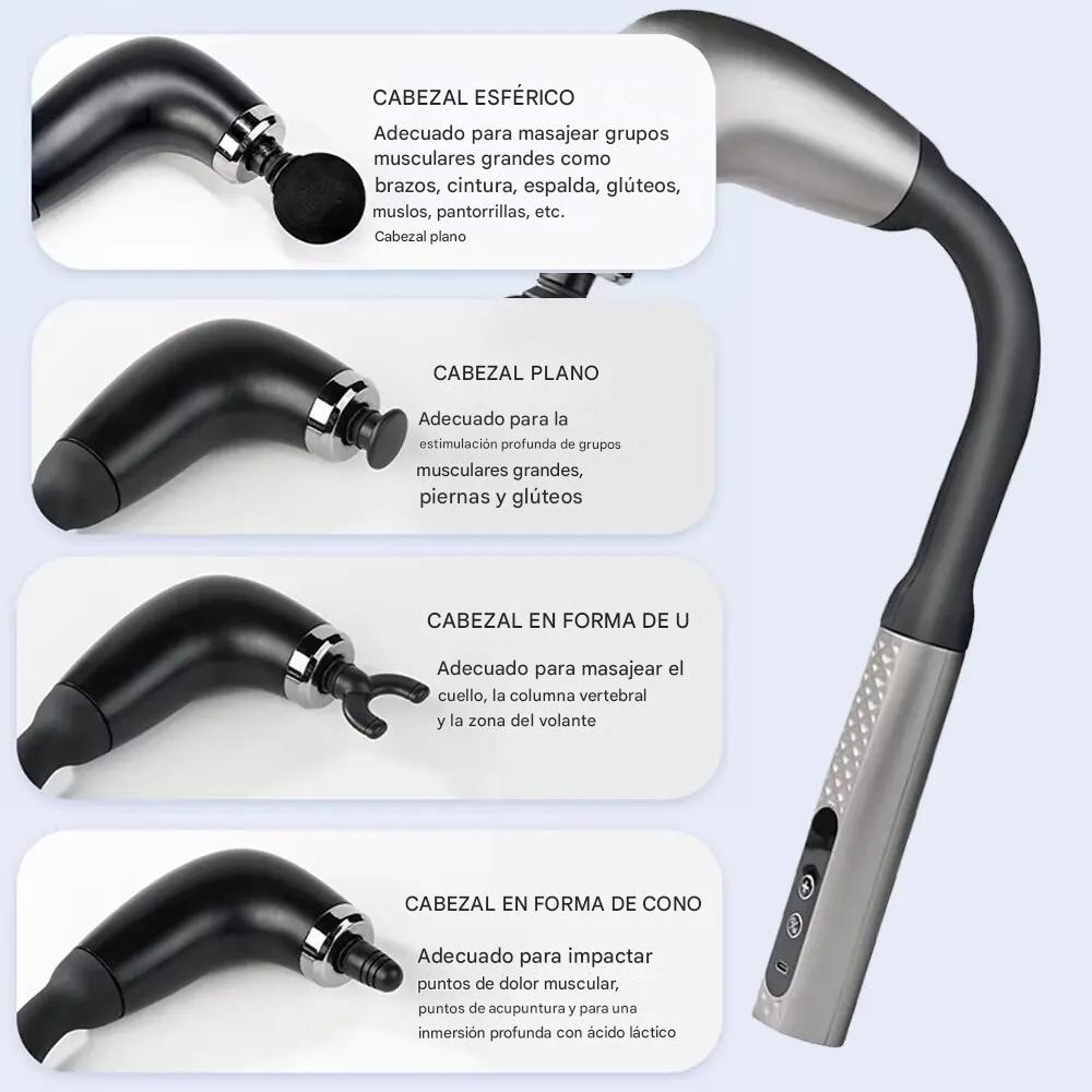 Pistola de Masaje Inteligente Curva 2025,9 Niveles de Potencia, Relajación Profunda y Diseño Ergonómico Para Masajear La Espalda Sin Ayuda