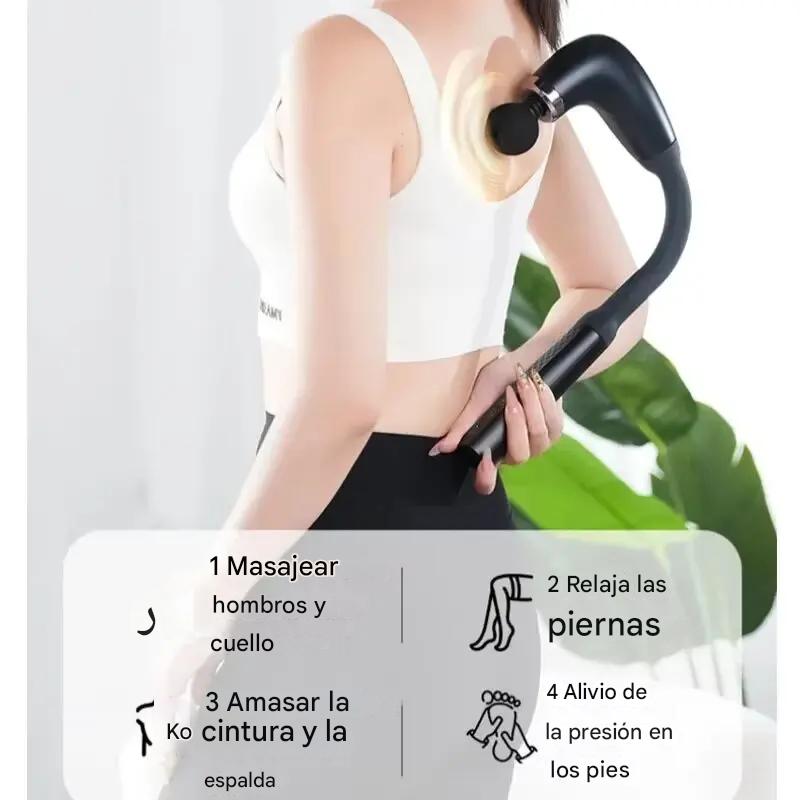 Pistola de Masaje Inteligente Curva 2025,9 Niveles de Potencia, Relajación Profunda y Diseño Ergonómico Para Masajear La Espalda Sin Ayuda