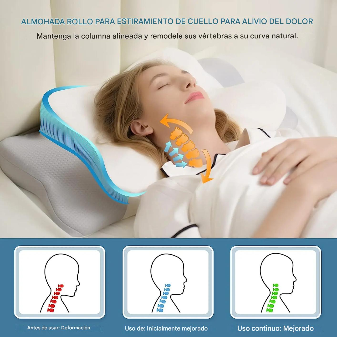 Almohada ortopédica sin dolor de cuello y hombros – Almohada cervical de espuma viscoelástica ergonómica para dormir