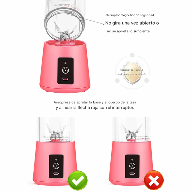 Licuadora Portátil Recargable USB - 6 Aspas Profesionales - Batidos & Jugos en Segundos