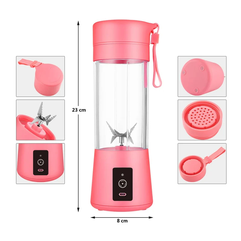 Licuadora Portátil Recargable USB - 6 Aspas Profesionales - Batidos & Jugos en Segundos