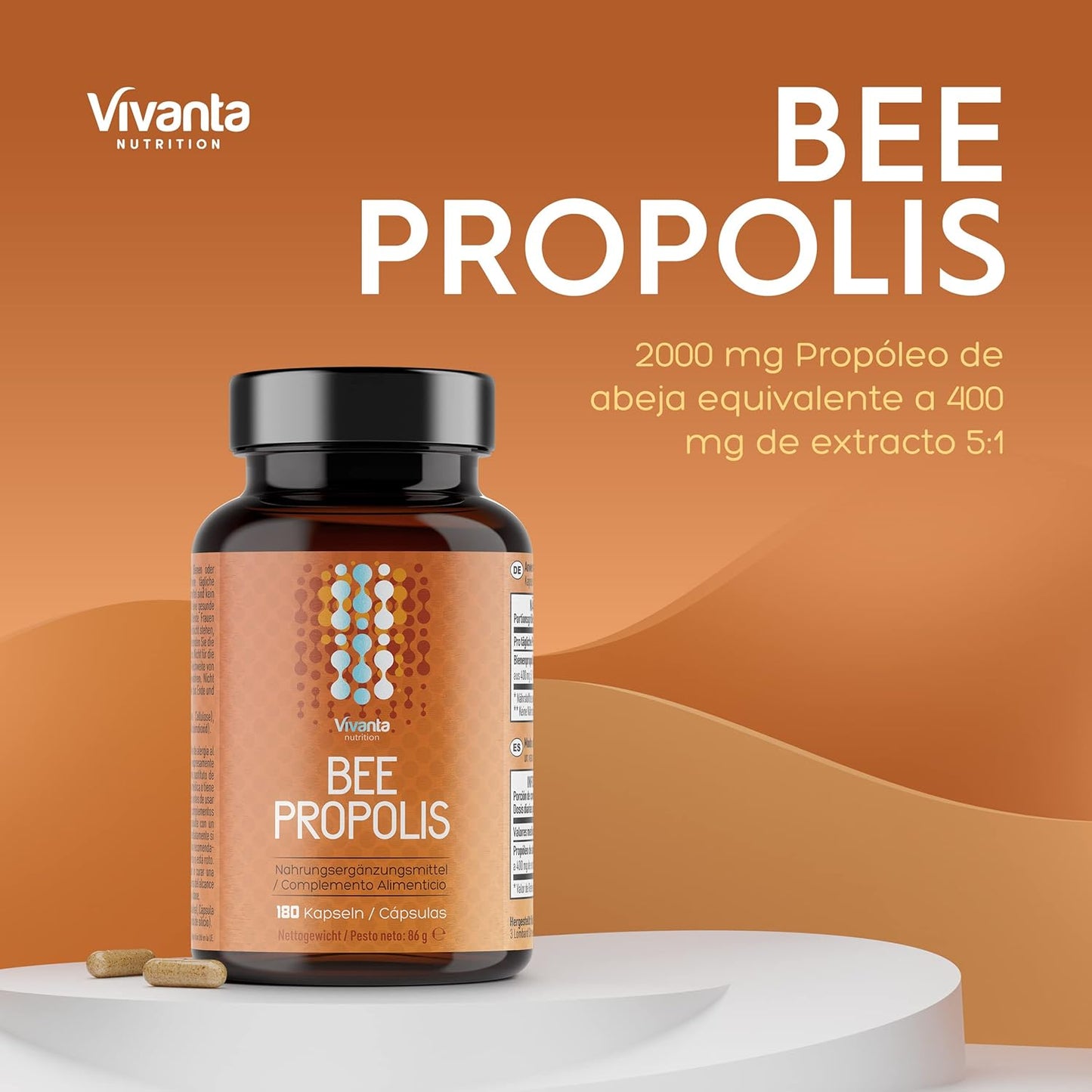 Bee Propolis (180 Cápsulas) - Propóleo De Abeja Equivalente 1000Mg X 180 Cápsulas - Complimento Alimenticio Natural