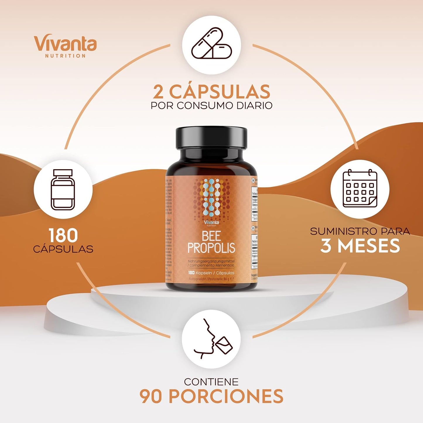 Bee Propolis (180 Cápsulas) - Propóleo De Abeja Equivalente 1000Mg X 180 Cápsulas - Complimento Alimenticio Natural