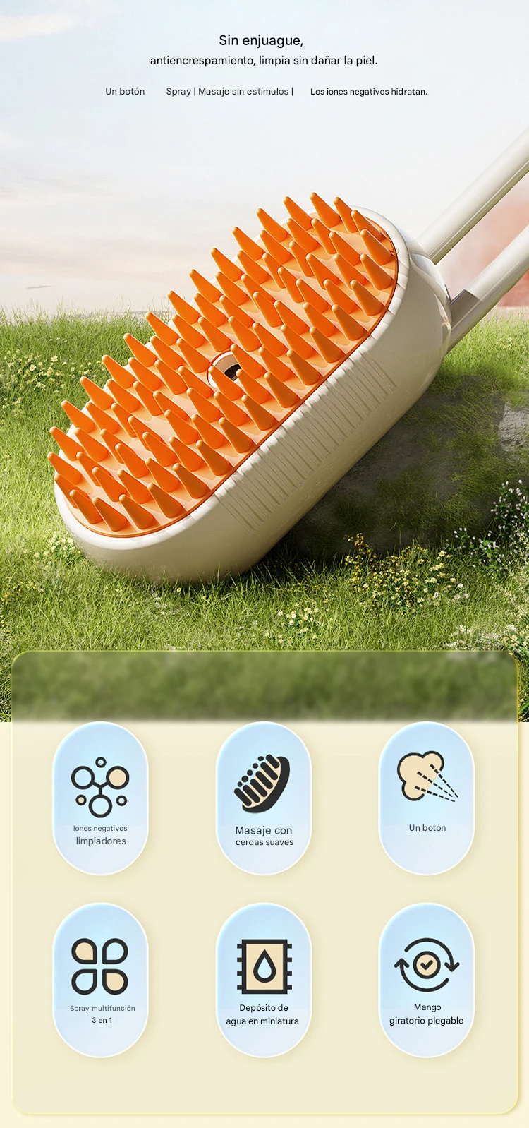 Cepillo recargable a vapor para mascotas