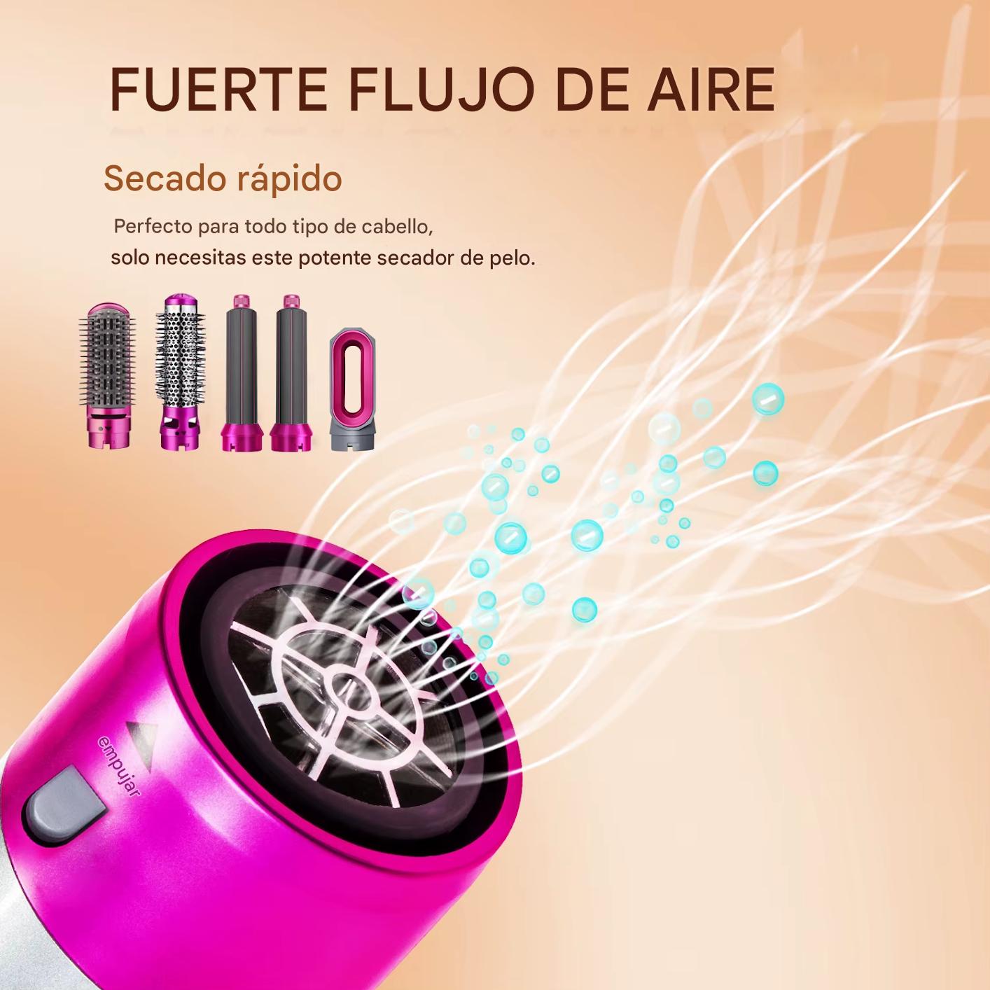 Plancha y Secador 5 en 1 Multifuncional – Secador de Aire Caliente, Rizadora, Alisadora y Cepillo de Estilo Profesional