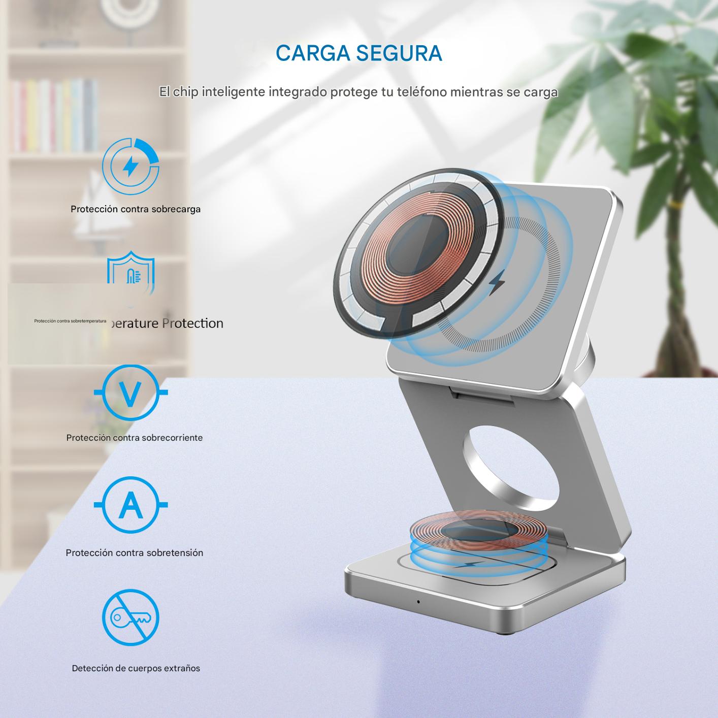 Cargador Inalámbrico 3 en 1 Magnético