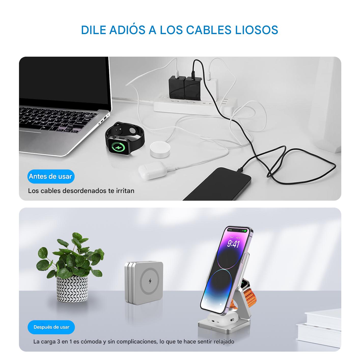 Cargador Inalámbrico 3 en 1 Magnético