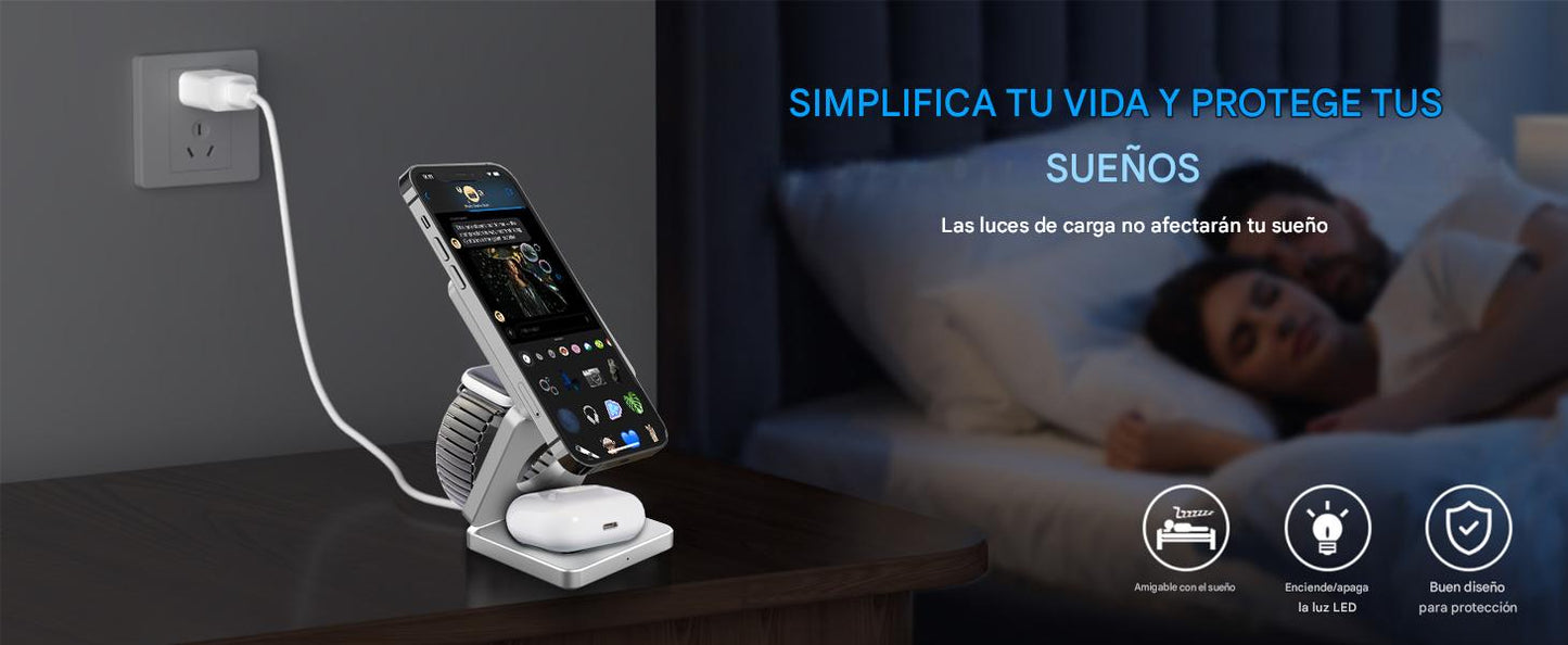 Cargador Inalámbrico 3 en 1 Magnético