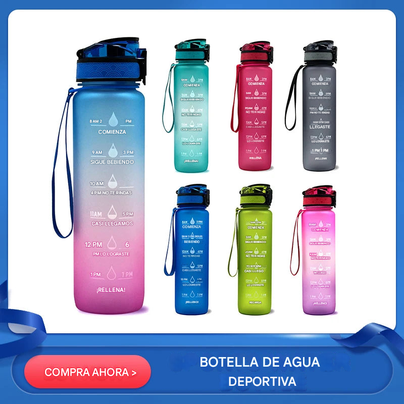 Botella de agua motivacional Tritan con marcador de tiempo