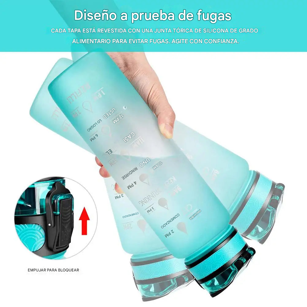 Botella de agua motivacional Tritan con marcador de tiempo