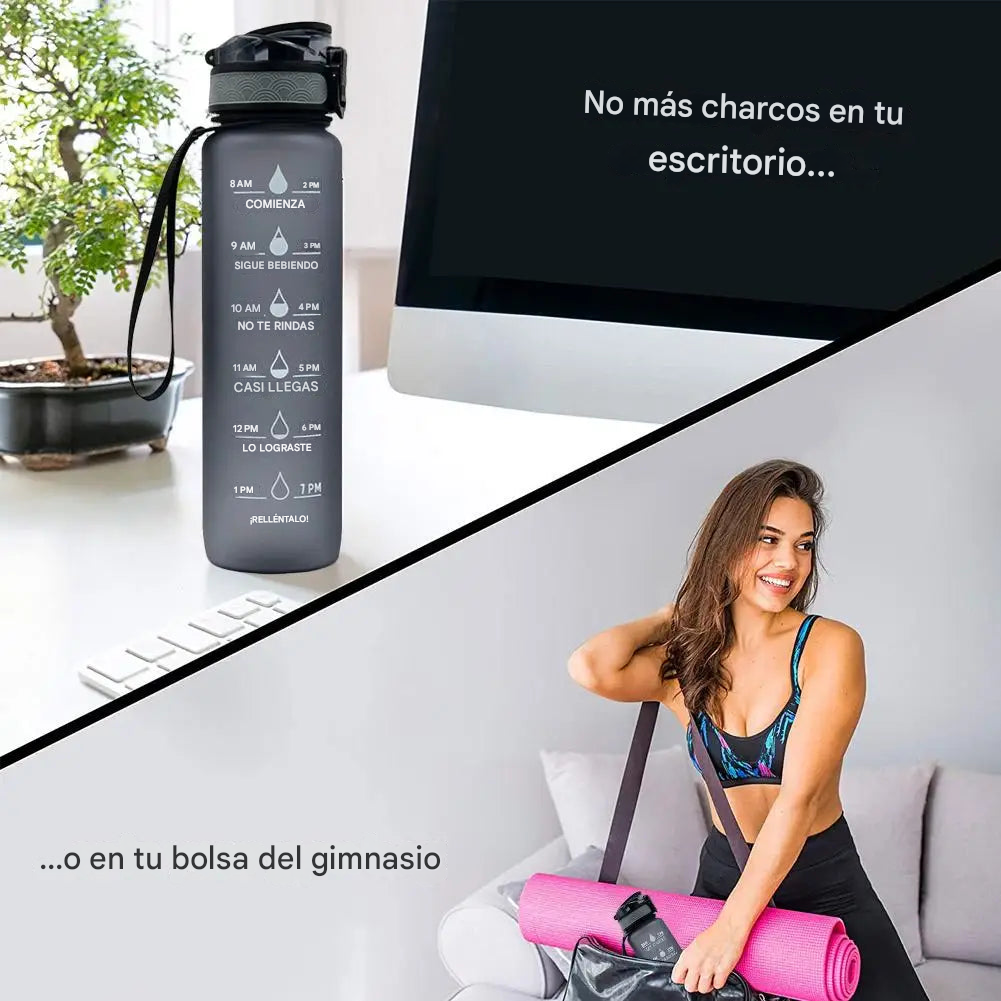 Botella de agua motivacional Tritan con marcador de tiempo