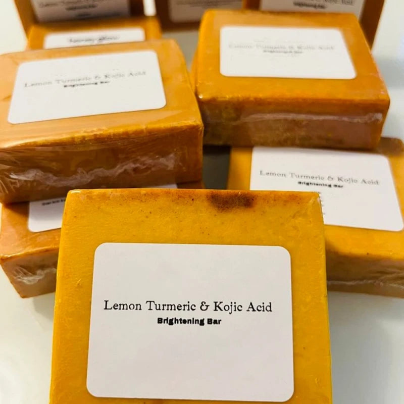 1Pc Turmeric Kojic Acid Lemon Face Body Soap Smooth Skin Cleansing Bath Soap Safe Natural Handmade Organic Soap for Women