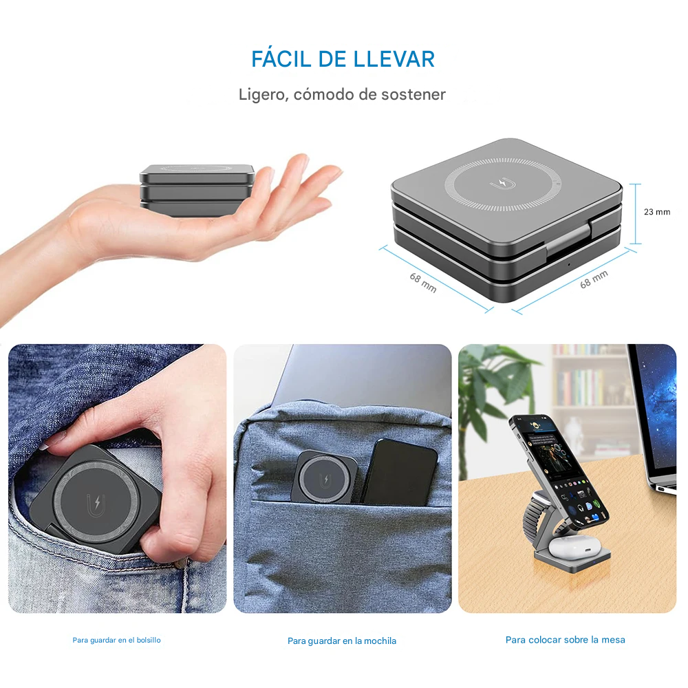 Cargador Inalámbrico 3 en 1 Magnético