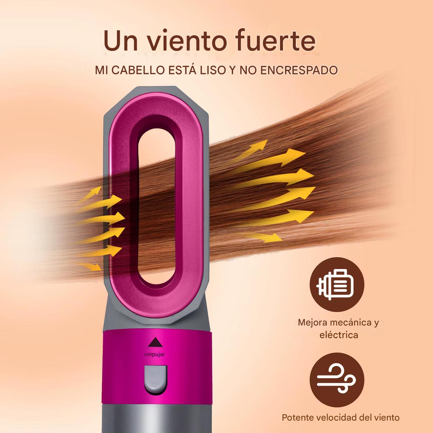 Plancha y Secador 5 en 1 Multifuncional – Secador de Aire Caliente, Rizadora, Alisadora y Cepillo de Estilo Profesional
