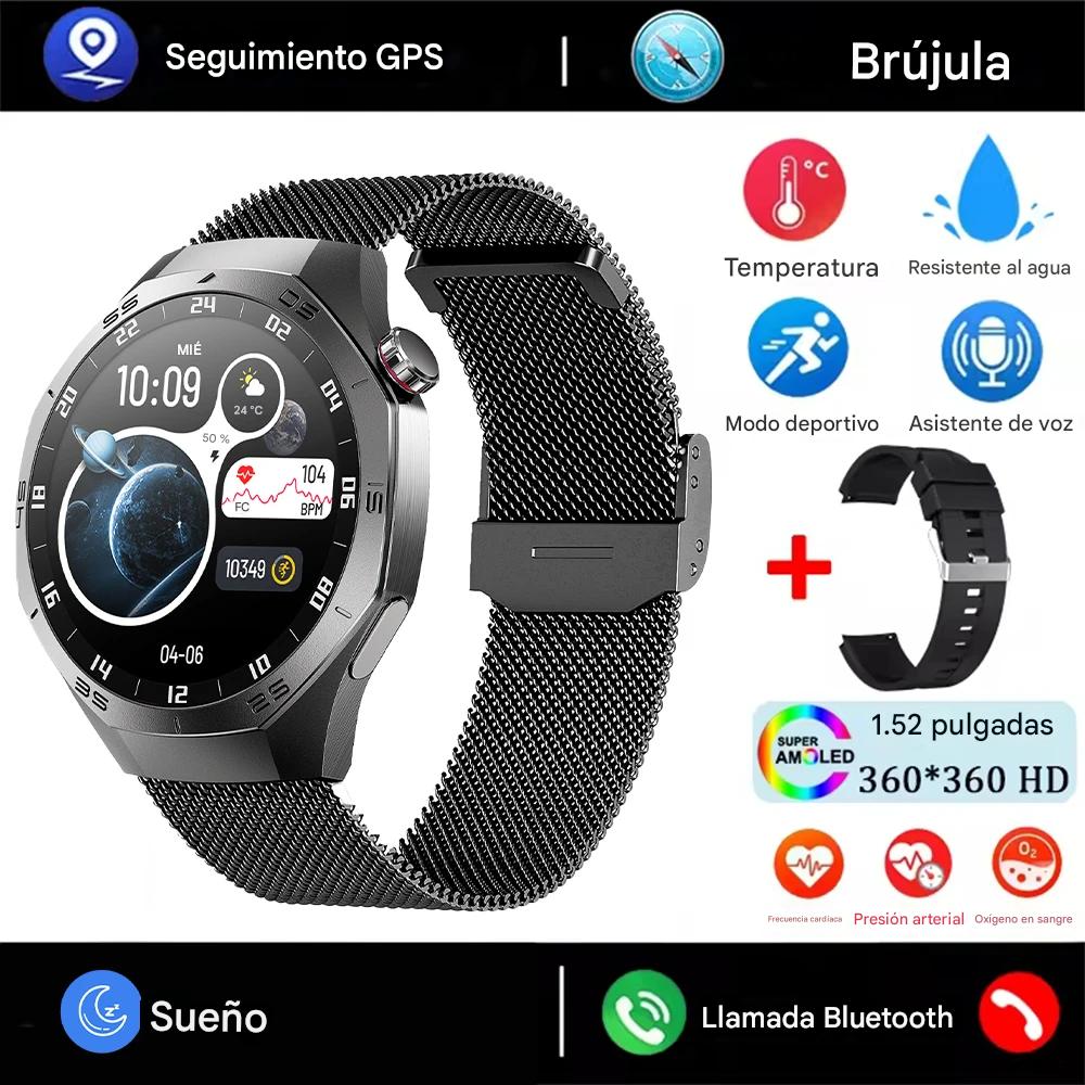 Smartwatch Deportivo 2025 con Pantalla AMOLED, GPS, Llamadas Bluetooth y Monitoreo de Salud. Reloj Inteligente Impermeable para Android y iOS
