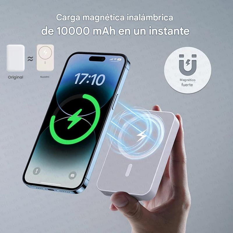 Power Bank Magnético Inalámbrico.Carga Rápida 5000mAh/10000mAh.Compatible con iPhone 12-13-14-15–16 Pro Max y Android