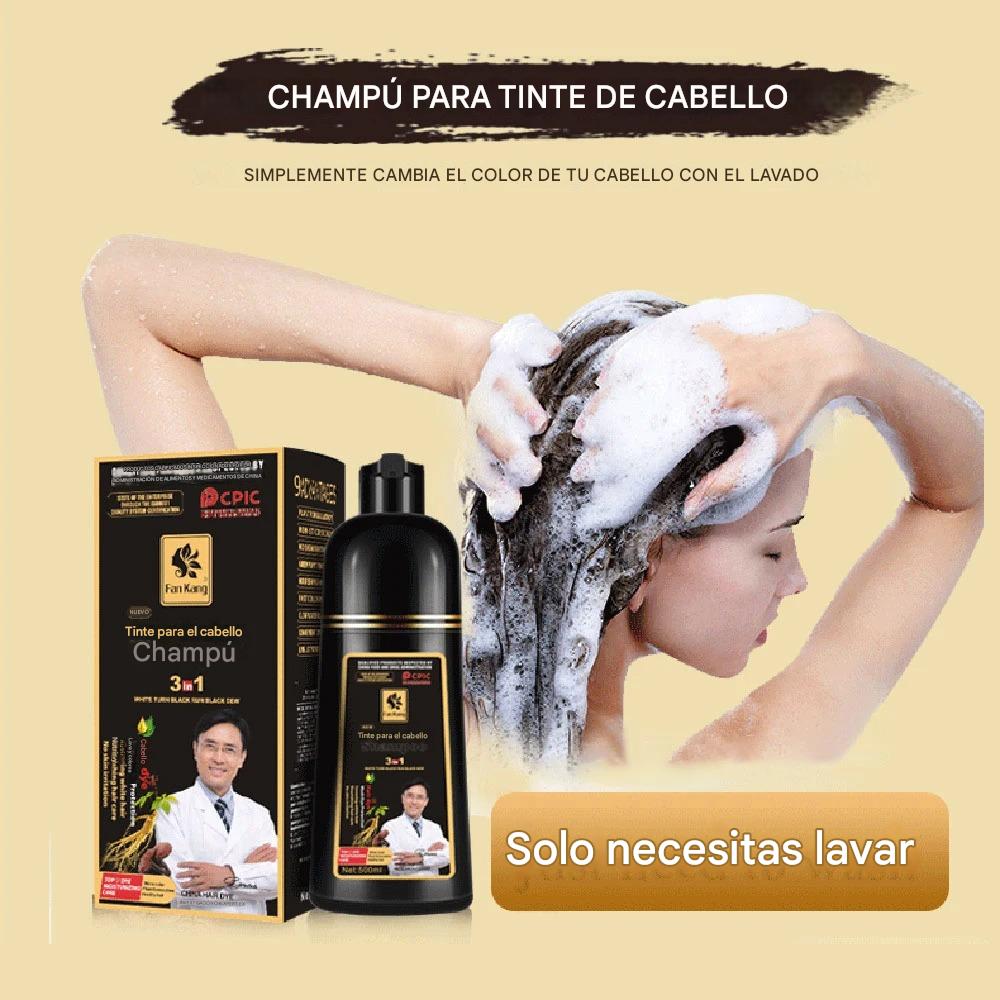 Shampoo Tinte 3 en 1 500ML – Coloración Instantánea Natural en Negro o Castaño – Fórmula Herbal, Duradera y Sin Amoníaco para Hombres y Mujeres