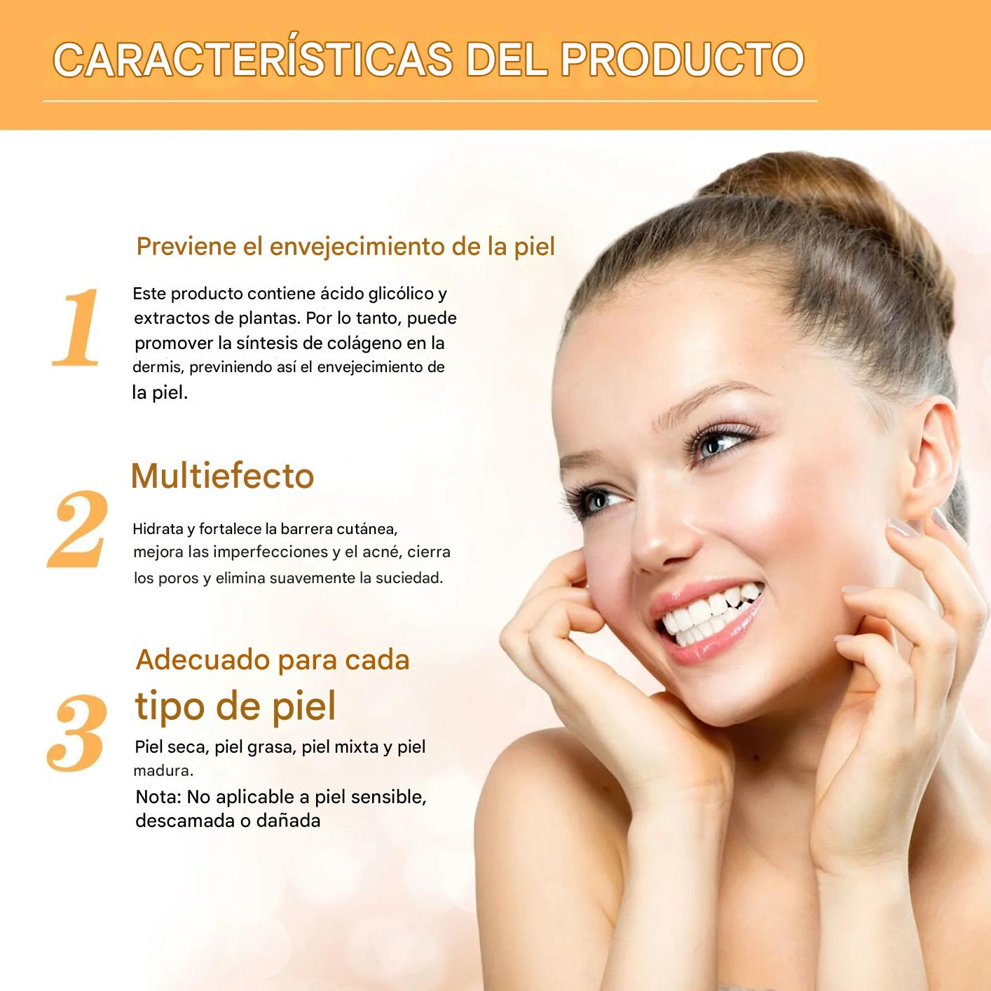 Tónico Facial con Ácido Glicólico 7% – Exfoliante Suave, Antiacné, Reafirmante y Reductor de Poros 100ml