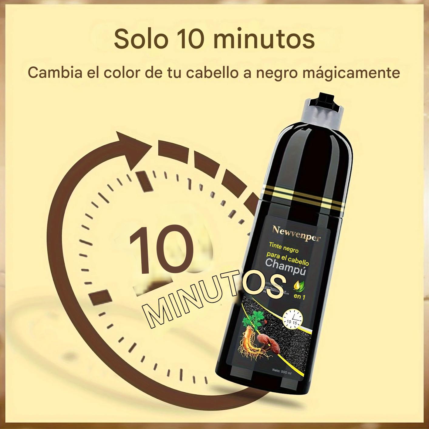 Shampoo Tinte Negro 500ML – Cabello Negro Intenso en Minutos – Fórmula Natural, Duradera y Sin Amoníaco para Hombres y Mujeres