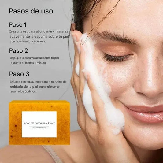 Jabón Natural de Cúrcuma, Ácido Kójico y Limón – Orgánico, Artesanal y Aclarante para Rostro y Cuerpo