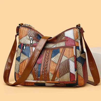 Bolso Cruzado Vintage Elegante para Mujer – Multi-Bolsillos, PU Premium y Cremallera Segura. Estilo Retro para Uso Diario