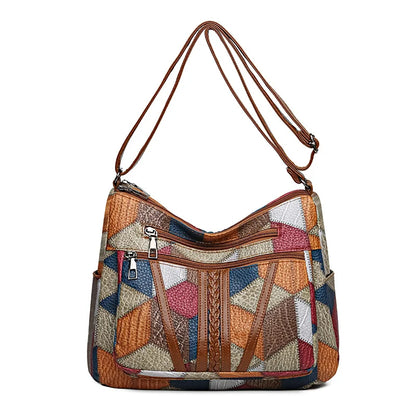 Bolso Cruzado Vintage Elegante para Mujer – Multi-Bolsillos, PU Premium y Cremallera Segura. Estilo Retro para Uso Diario