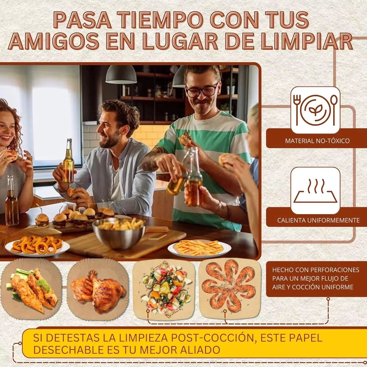 100 Pcs Air Fryer Paper Liners for Cosori Ninja 20-24Cm Square Perforated Air Fryer Parchment Paper Disposable Oven Baking Trays