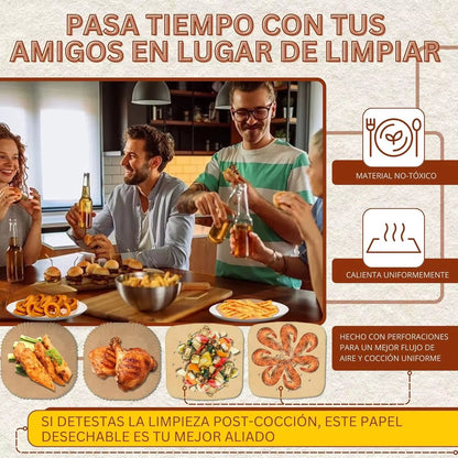 100 Pcs Air Fryer Paper Liners for Cosori Ninja 20-24Cm Square Perforated Air Fryer Parchment Paper Disposable Oven Baking Trays