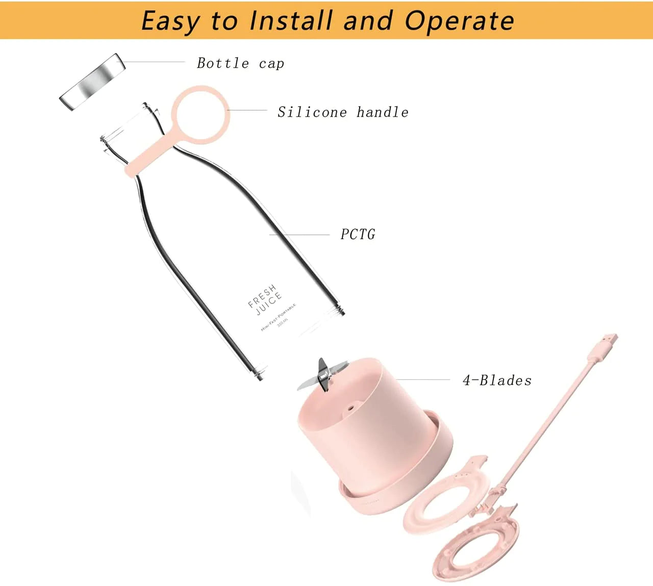 Portable Blender Bottle Electric Orange Juicer Wireless Fresh Juice Extractors Mixer Smoothie Citrus Squeezer Bullet Blender