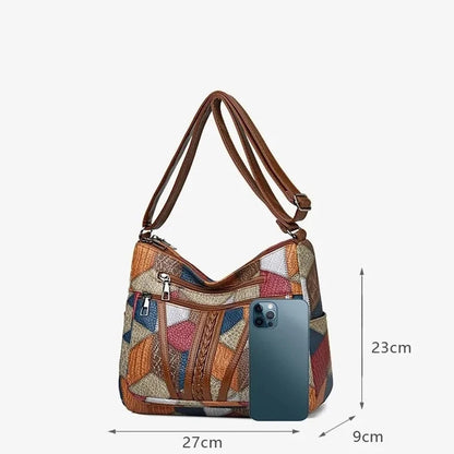 Bolso Cruzado Vintage Elegante para Mujer – Multi-Bolsillos, PU Premium y Cremallera Segura. Estilo Retro para Uso Diario