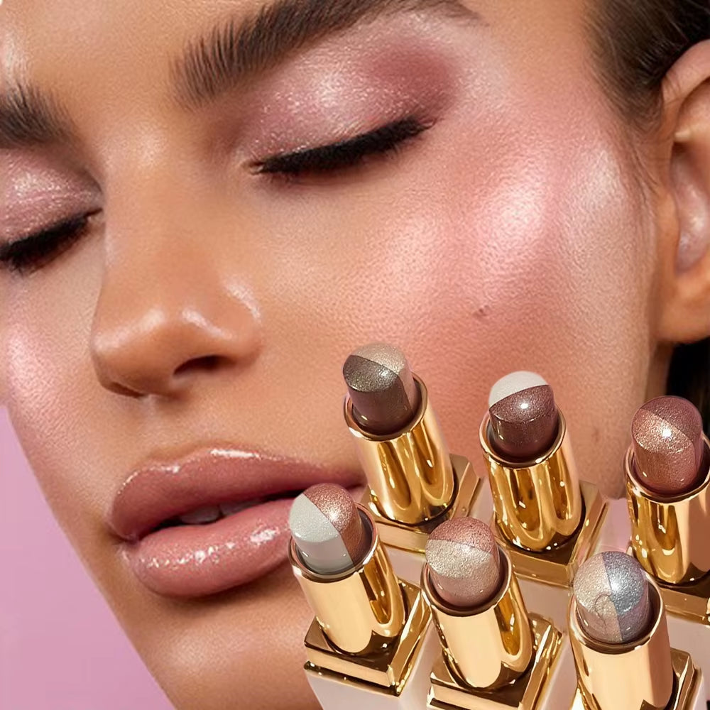 Double Color Eyeshadow Stick Glitter Highlight Shadow Stick Eye Makeup Waterproof Lasting Shimmer Metallic Eyeshadow Makeup
