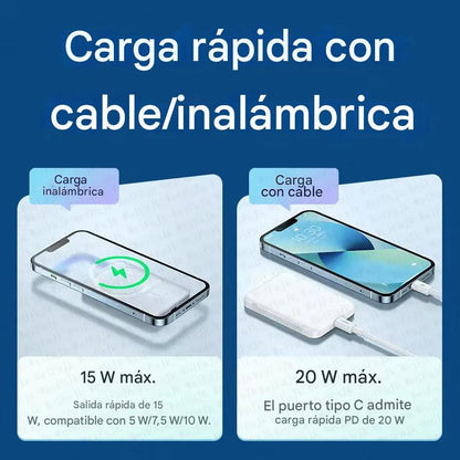 Power Bank Magnético Inalámbrico.Carga Rápida 5000mAh/10000mAh.Compatible con iPhone 12-13-14-15–16 Pro Max y Android