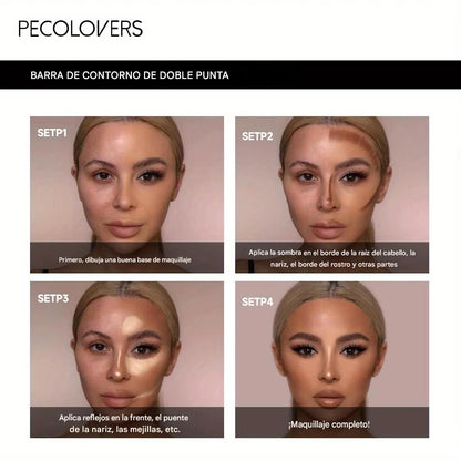Barra de Contorno e Iluminador 2 en 1.Rostro Definido, Nariz Perfecta y Efecto V-Face Profesional