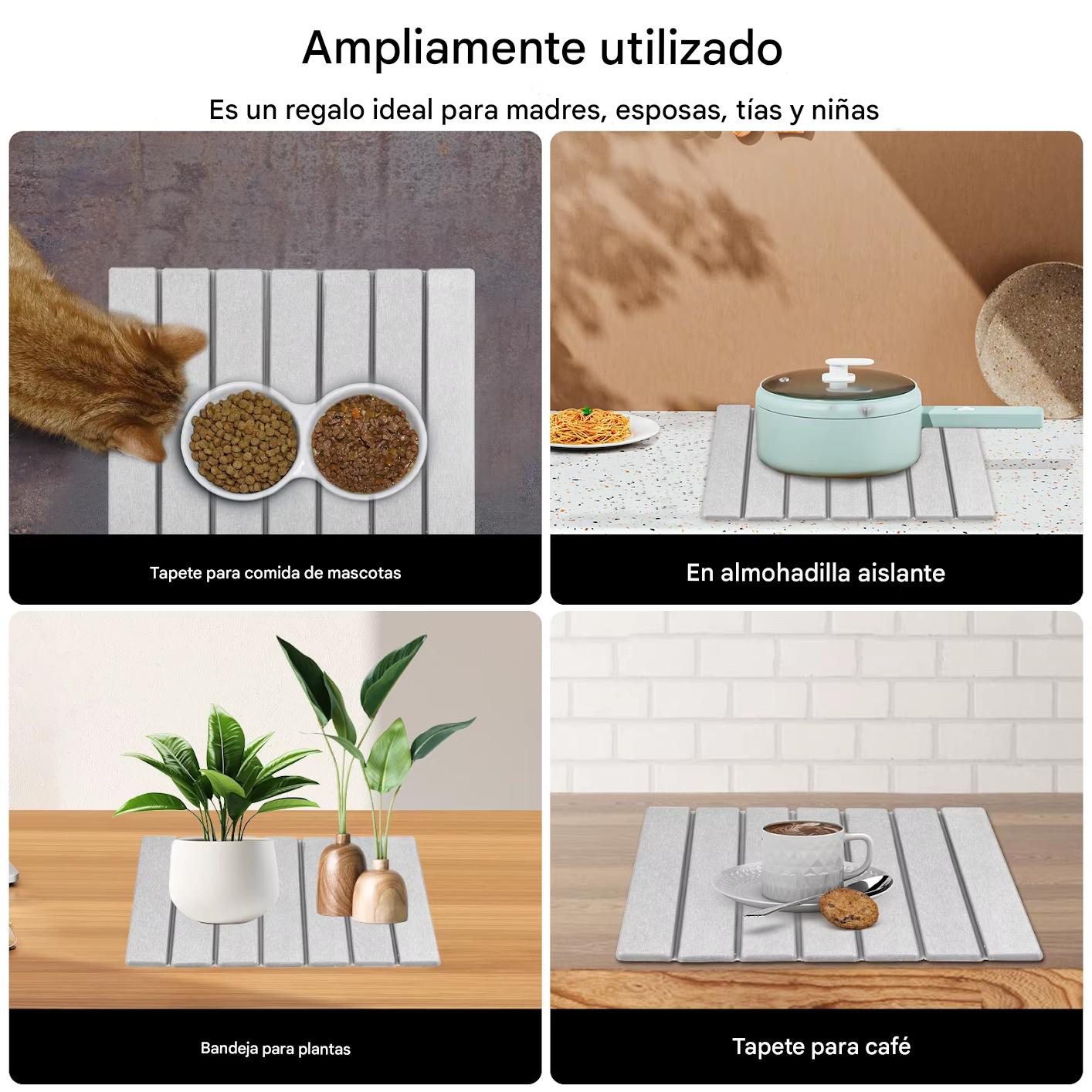 Alfombrilla de Secado de cocina de tierra de Diatomeas Plegable – Absorbente, Antideslizante y Reutilizable para Cocina  40×30 cm