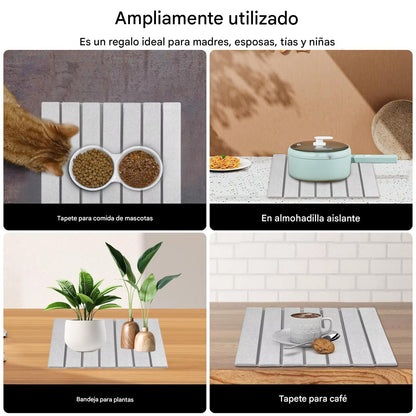 Alfombrilla de Secado de cocina de tierra de Diatomeas Plegable – Absorbente, Antideslizante y Reutilizable para Cocina  40×30 cm