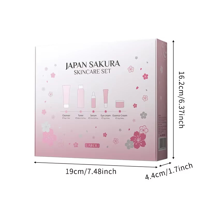Sakura Kit Skin Care Sets Moisturizing and Reducing Fine Lines Cleansing Pore Product 5-Piece Korean Christmas Gift Set