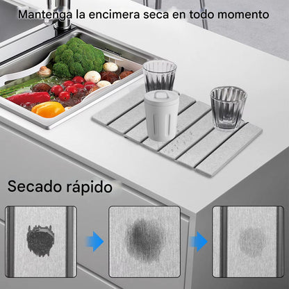 Alfombrilla de Secado de cocina de tierra de Diatomeas Plegable – Absorbente, Antideslizante y Reutilizable para Cocina  40×30 cm