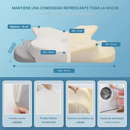 Almohada ortopédica sin dolor de cuello y hombros – Almohada cervical de espuma viscoelástica ergonómica para dormir