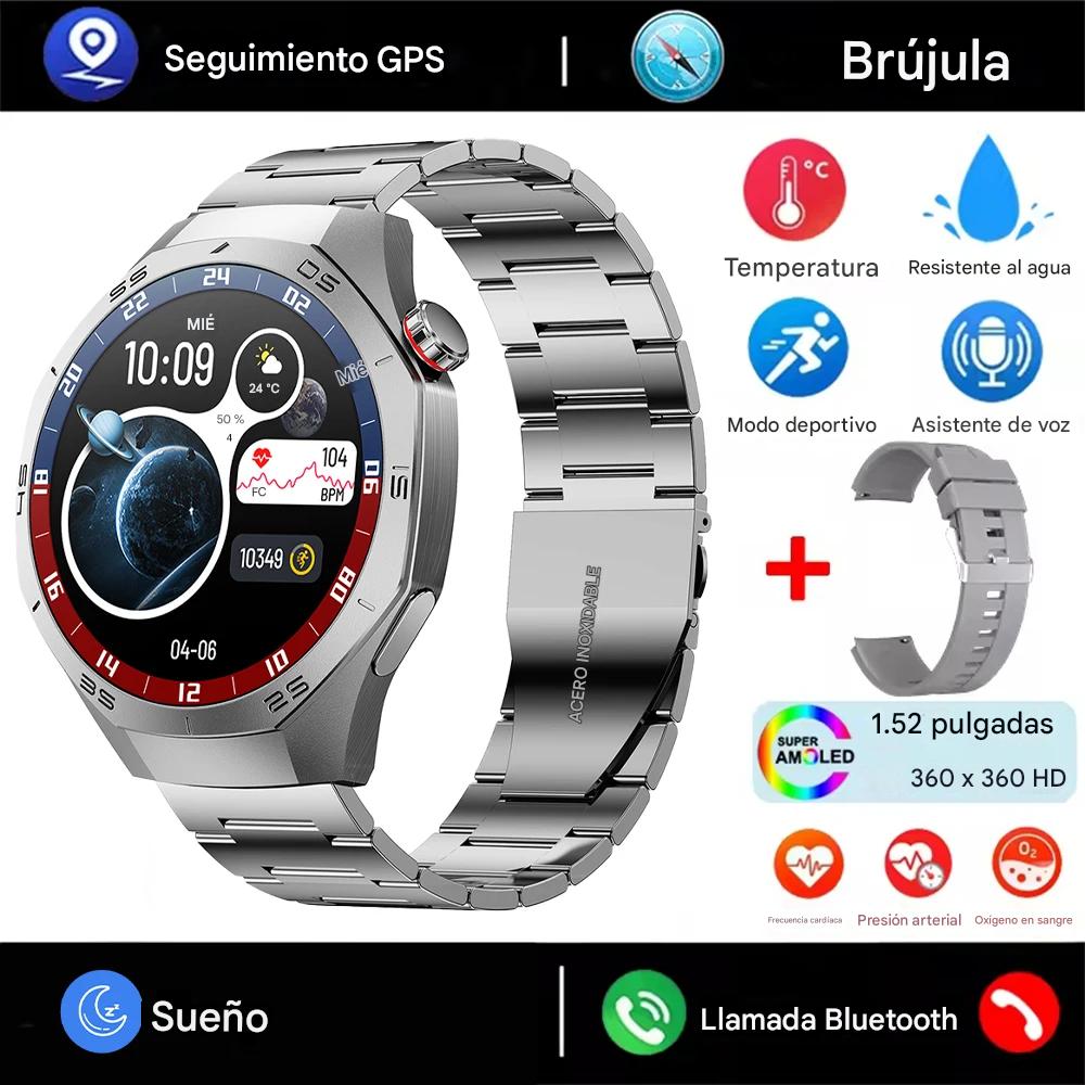Smartwatch Deportivo 2025 con Pantalla AMOLED, GPS, Llamadas Bluetooth y Monitoreo de Salud. Reloj Inteligente Impermeable para Android y iOS