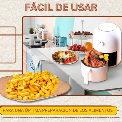 100 Pcs Air Fryer Paper Liners for Cosori Ninja 20-24Cm Square Perforated Air Fryer Parchment Paper Disposable Oven Baking Trays