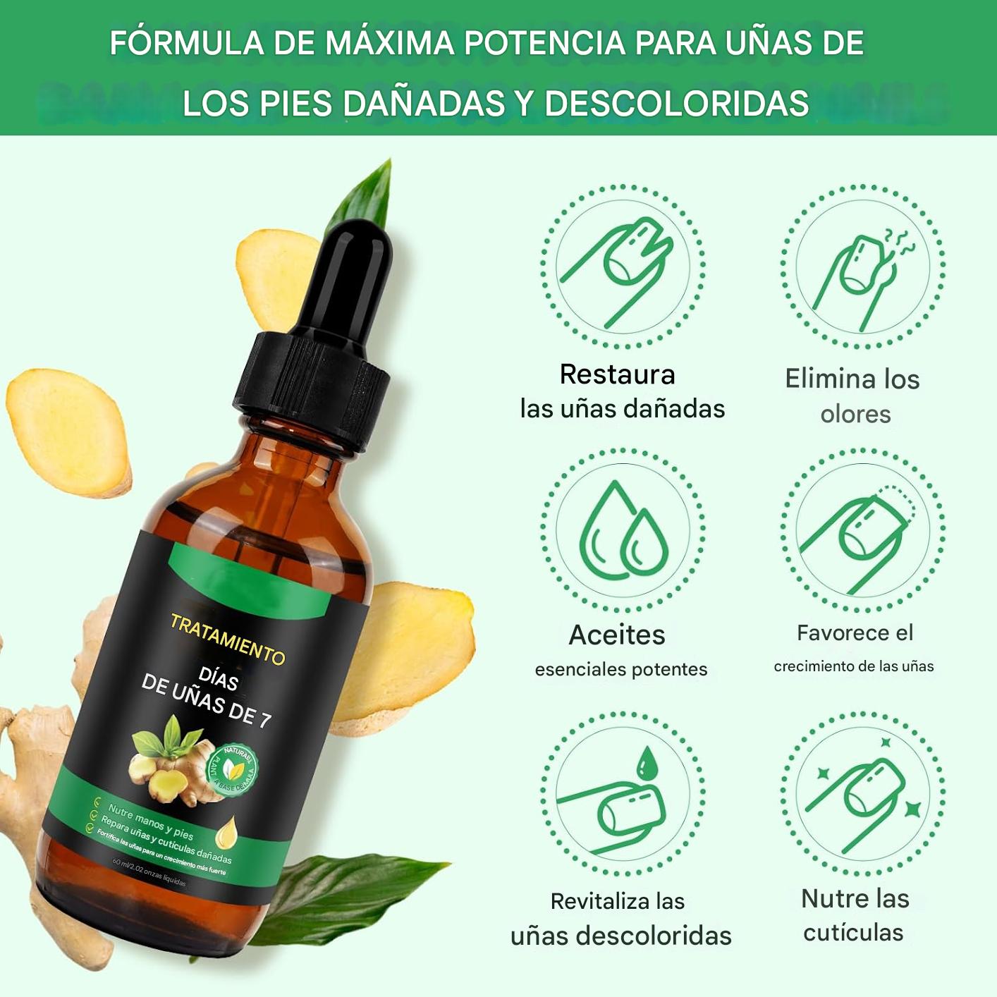 Tratamiento Antihongos para Uñas 60ml – Con Extracto de Jengibre | Repara, Fortalece y Regenera Uñas de Manos y Pies
