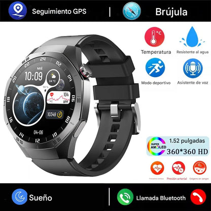 Smartwatch Deportivo 2025 con Pantalla AMOLED, GPS, Llamadas Bluetooth y Monitoreo de Salud. Reloj Inteligente Impermeable para Android y iOS