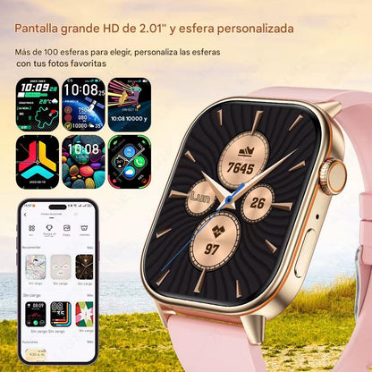 Smartwatch LIGE 2025 GPS con Pantalla HD 2.01”, Llamadas Bluetooth, Monitoreo de Salud y Brújula. Reloj Inteligente IP68 para Hombres y Mujeres