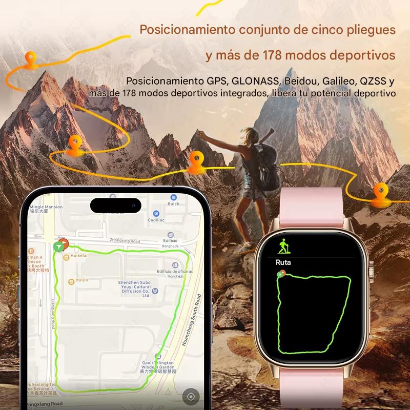 Smartwatch LIGE 2025 GPS con Pantalla HD 2.01”, Llamadas Bluetooth, Monitoreo de Salud y Brújula. Reloj Inteligente IP68 para Hombres y Mujeres