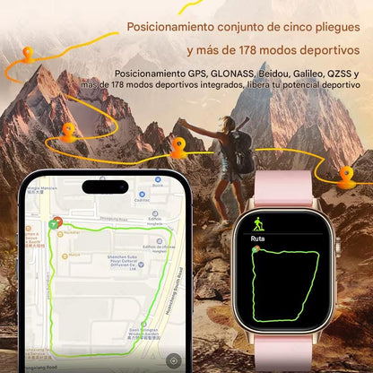 Smartwatch LIGE 2025 GPS con Pantalla HD 2.01”, Llamadas Bluetooth, Monitoreo de Salud y Brújula. Reloj Inteligente IP68 para Hombres y Mujeres