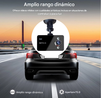 Cámara de Coche Full HD 1080P.Grabador de Conducción con Visión Nocturna, Detección de Movimiento y Grabación en Bucle