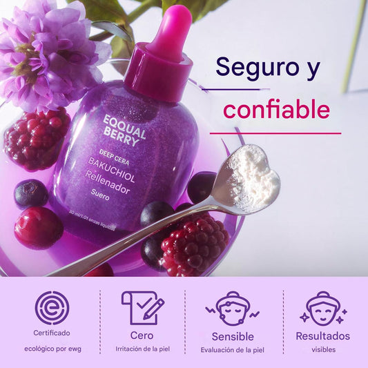 Sérum Reafirmante con Bakuchiol EQQUAL BERRY – Repara, Nutre y Mejora la Elasticidad – Reduce Poros y Líneas Finas – 30 ml