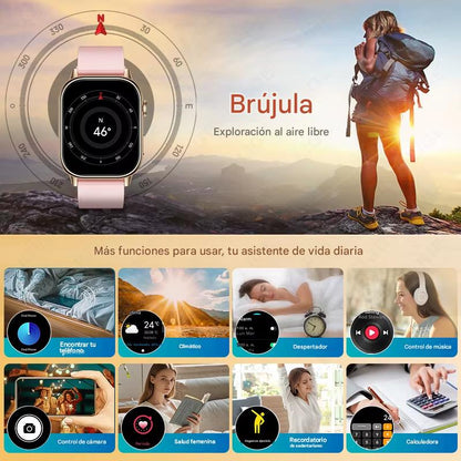 Smartwatch LIGE 2025 GPS con Pantalla HD 2.01”, Llamadas Bluetooth, Monitoreo de Salud y Brújula. Reloj Inteligente IP68 para Hombres y Mujeres